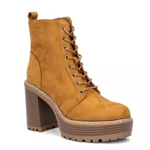 Olivia Miller Evie platform lace-up combat bootie. 
